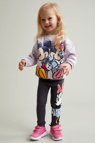 Kız Bebek Minnie Mouse Uzun Kollu Pamuklu Sweatshirt