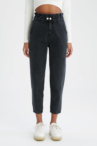 Paperbag Fit High Waist Jean Trousers