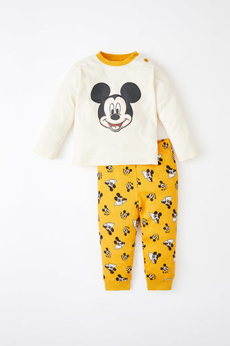 Erkek Bebek Mickey Mouse Lisanslı Uzun Kollu Pamuklu Pijama Takım