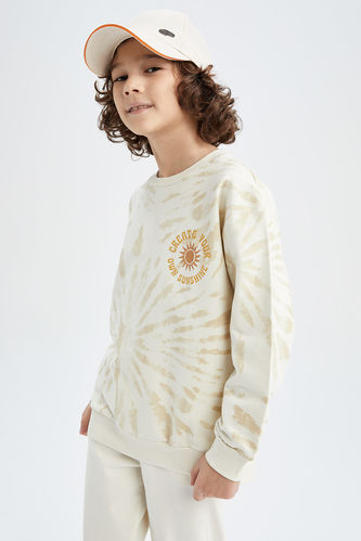 Boy Crew Neck Long Sleeve Batik Print Sweatshirt