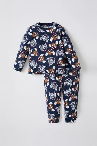 Erkek Bebek Tom & Jerry Lisanslı Uzun Kollu Pamuklu Pijama Takım