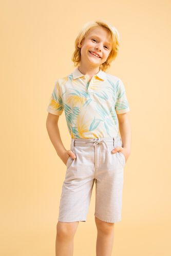 Boy Regular Fit Short Sleeve Palm Print T-Shirt
