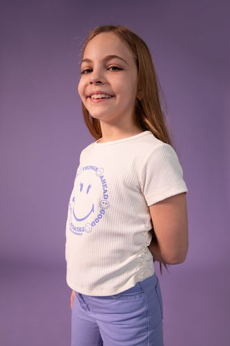 Kız Çocuk SmileyWorld Kısa Kollu Crop Tişört