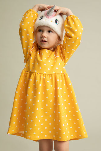 Long Sleeve Polka Dot Print Mini Dress