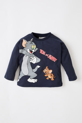 Erkek Bebek Tom & Jerry Lisanslı Uzun Kollu Pamuklu Tişört