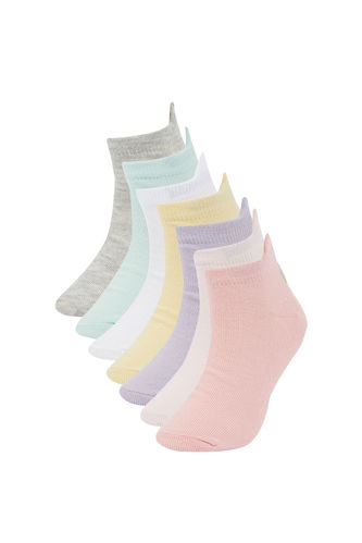Girls' Cotton 7-Pack Short Socks