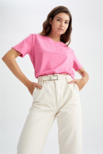 WOMAN Pink Regular Fit Short Sleeve T-Shirt