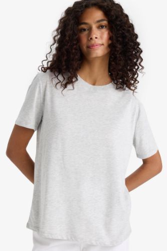 Regular Fit Bisiklet Yaka Basic Düz Penye Kısa Kollu Tişört
