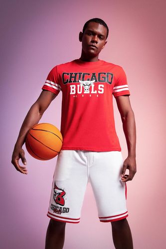 DeFactoFit NBA Chicago Bulls Regular Fit Bisiklet Yaka Tişört