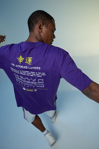 Defacto Fit NBA Los Angeles Lakers Regular Fit Printed Back Crew Neck  T-Shirt