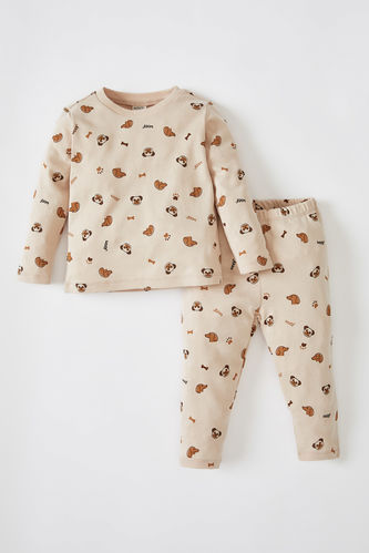 Erkek Bebek Hayvan Desenli Uzun Kollu Organik Pamuklu Pijama Takım