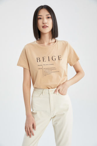 Regular Fit Short Sleeve Text Print T-Shirt