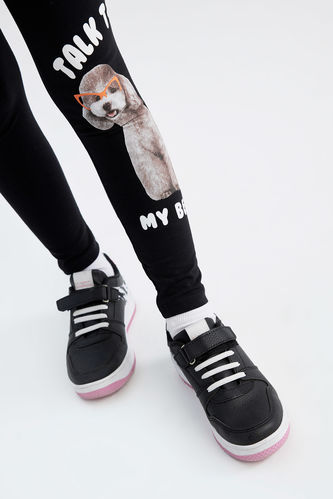 Black GIRLS & TEENS Girl Slim Fit Dog Printed Leggings 2403795