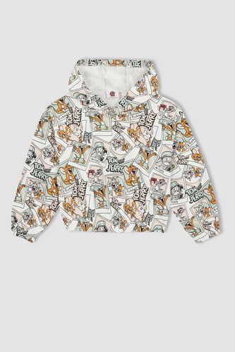 Kız Çocuk Tom & Jerry Lisanslı Relax Fit Kapüşonlu Sweatshirt