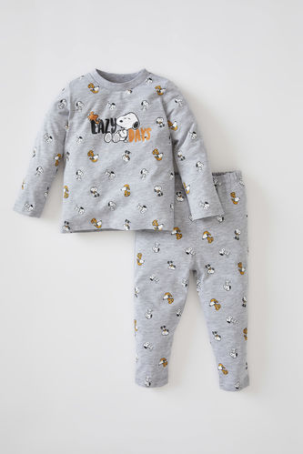Erkek Bebek Snoopy Lisanlı Uzun Kollu Pijama Takım
