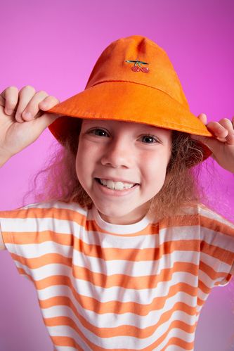 Kız Çocuk Nakışlı Bucket Şapka