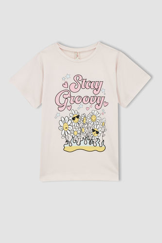 Girl Regular Fit Short Sleeve Text Print T-Shirt