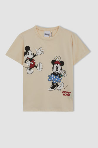 Girls Disney Mickey & Minnie Licensed Regular Fit Short Sleeve Cotton T-Shirt