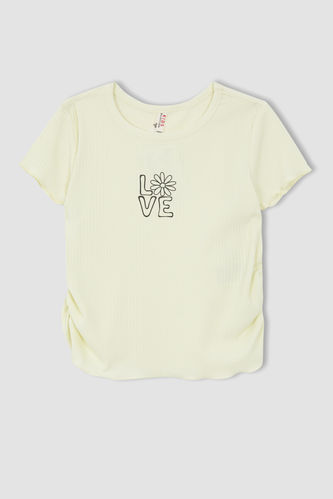 Girl Regular Fit Short Sleeve Butterfly Print T-Shirt