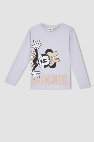 Girl Long Sleeve Minnie Mouse Print T-Shirt