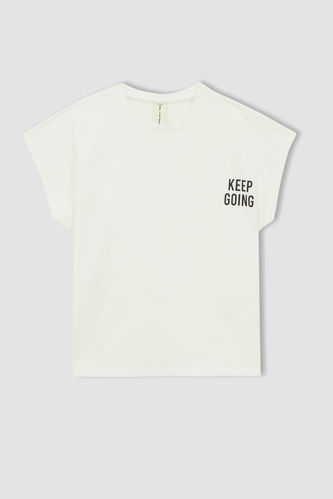 Girl Regular Fit Sleeveless Printed T-Shirt
