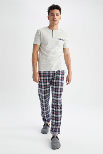 Defacto Fit Regular Fit Ekose Desenli Pijama Takımı