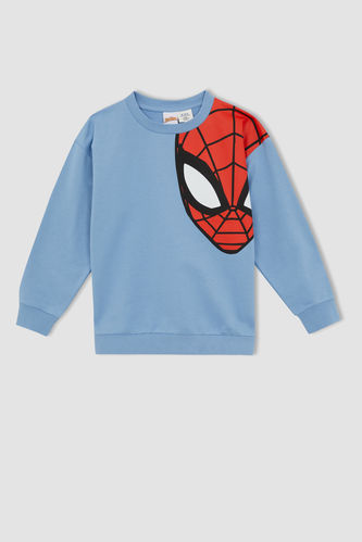 Boy Regular Fit Long Sleeve Spiderman Print Sweatshirt