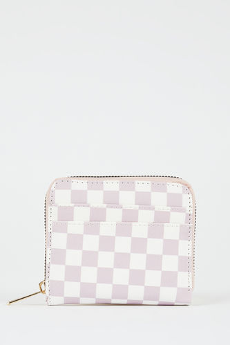 Women's Checkerboard Patterned Faux Leather Wallet