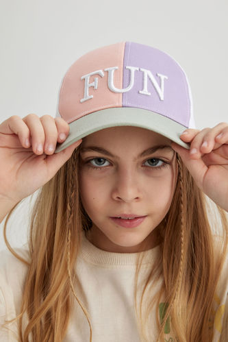 Kız Çocuk Nakışlı Pamuklu Cap Şapka