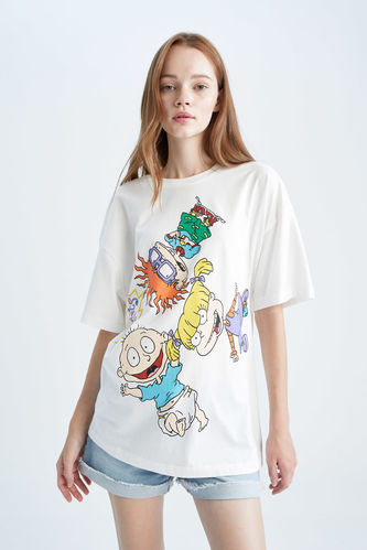 White Woman Oversized Short Sleeve Rugrats Printed T-Shirt 2443824 |