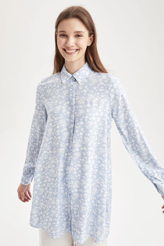 Relax Fit Patterned Viscose Shirt Tunic