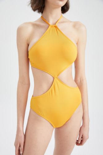 Yellow WOMEN Regular Fit Cut Out Swimsuit 2439028 DeFacto