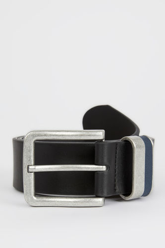 Men's Rectangle Buckle Faux Leather Belt