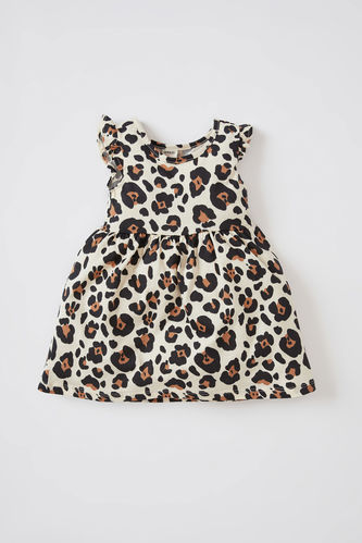 Sleeveless Frill Detail Leopard Print Mini Dress