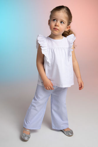 Pantalon coupe-culotte en popeline à taille élastique pour bébé fille