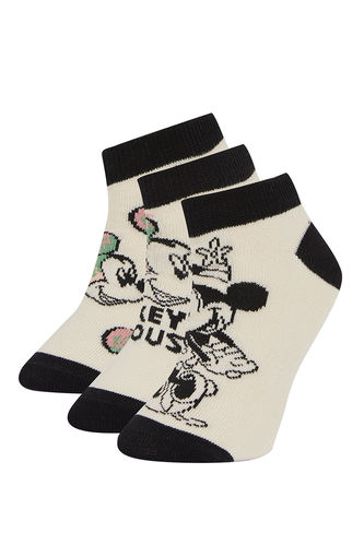 Kız Çocuk Disney Mickey & Minnie Lisanslı Pamuklu 3'lü Kısa Çorap
