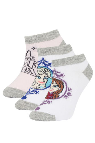 Girl's Frozen Licensed Cotton 3 Pack Short Socks
