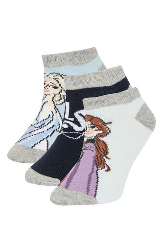 Girl's Frozen Licensed Cotton 3 Pack Short Socks