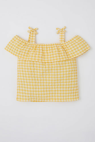 Рубашка в клетку с воланами для малышей девочек