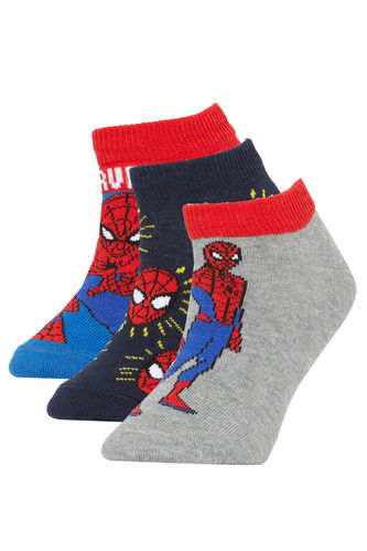 Erkek Çocuk Spiderman Lisanslı Pamuklu 3'lü Kısa Çorap