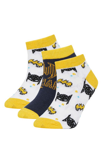 Erkek Çocuk Batman Lisanslı Pamuklu 3'lü Kısa Çorap