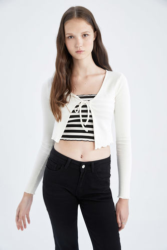 Cool Fitted Crew Neck Corduroy Camisole Cardigan