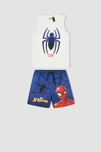 Erkek Çocuk Spiderman Lisanslı Regular Fit Defacto Fit Atlet Deniz Şort Takım