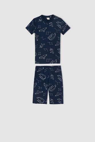 Erkek Çocuk Regular Fit Hayvan Desenli Kısa Kolu Şort Pijama Takım