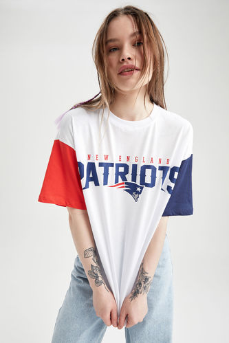Oversized Short Sleeve New England Patriots Printed T-Shirt