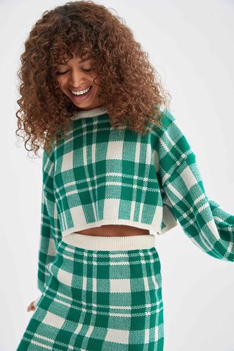 Пуловер кроп с круглым вырезом для женщин