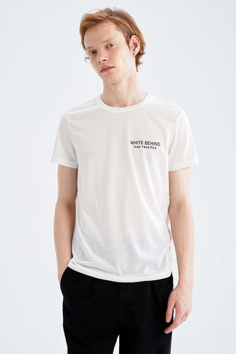 T-shirt à manches courtes imprimé à col ras du cou coupe slim