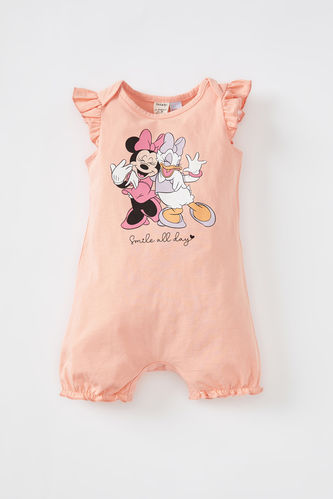 Barboteuse 2 pièces en coton à manches courtes sous licence Minnie Mouse pour bébé fille