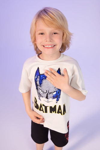 Erkek Çocuk Batman Lisanslı Relax Fit Bisiklet Yaka Kısa Kollu Pamuklu Tişört