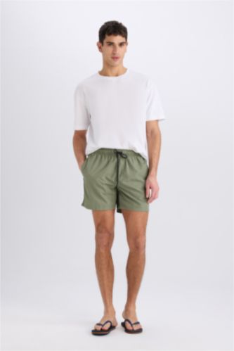 HOMME Kaki Clair Short De Bain Tissé